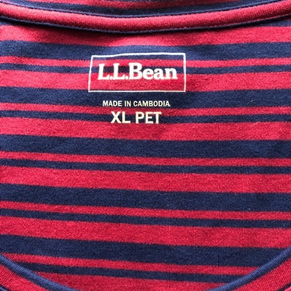 LL Bean Red & Navy Striped Long Sleeve Tee | 100% Cotton, XL Petite - Picture 8 of 8